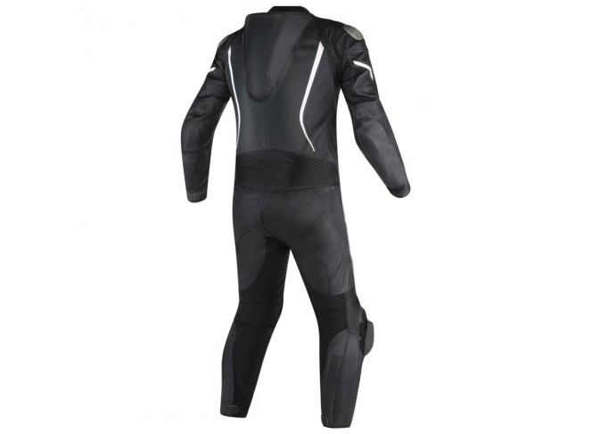 Men's Fashion Motorbike Real Leather One Piece Suit with Armor Protection Black