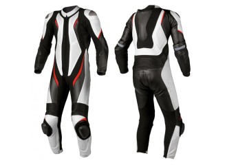 Ionic Black and white Premium Leather motorbike suit for men and women